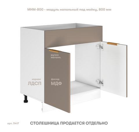 ЛАТТЕ, напольный модуль, МНМ-800 под раковину, 80х47х80 см (3)