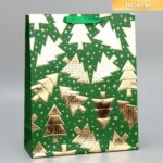 "Елочки", пакет подарочный, 32 × 26 × 10 см