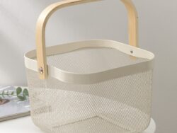 ЛА ДОМ, корзинка квадратная с ручкой, 26,5х25,5х18 см, белый