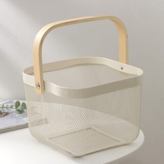 ЛА ДОМ, корзинка квадратная с ручкой, 26,5х25,5х18 см, белый