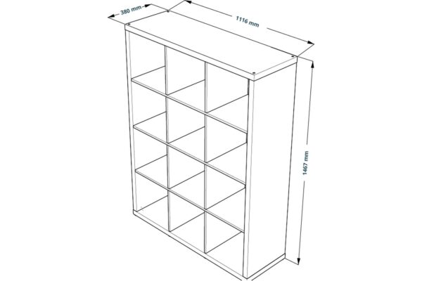 FORA, стеллаж, 12 секций, 112х147см, беленый дуб, М2