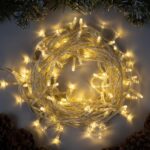 "Нить", гирлянда 20 м, IP20, прозрачная нить, 200 LED, свечение тёплое белое, 8 режимов, 220 В