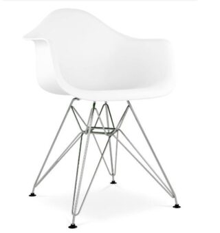 EAMES Steel, кресло с ножками из металла, белый/хром