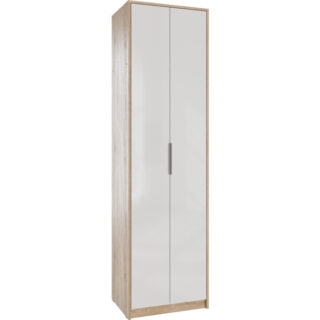 НОРДИК, шкаф неглубокий, 2-дверный с выдвижной штангой, 59х45х211 см, дуб сонома/белый