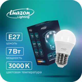 Luazon Lighting, лампа cветодиодная, G45, 7 Вт, E27, 630 Лм, 3000 K, теплый белый