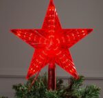 "Звезда красная", светодиодная верхушка на елку, 22см, 30LED, провод 2 метра, 220В, свечение красное
