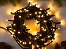 ВИНТЕР Нить, уличная гирлянда, 10 м, IP65, черный, 100 LED, тёплый белый