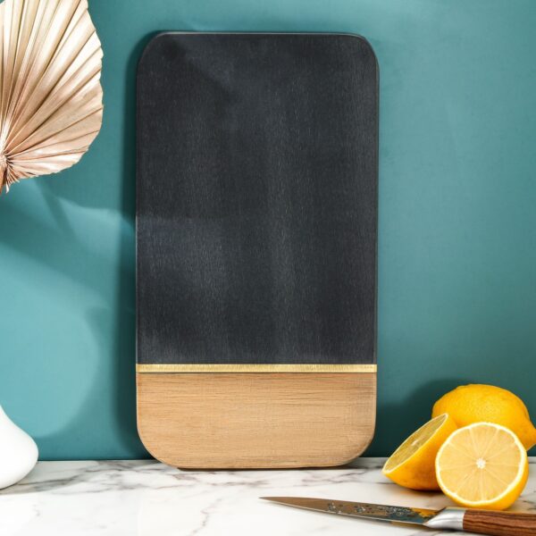Loftel, доска для подачи из сланца и акации Magistro, 30×15 см, чёрный