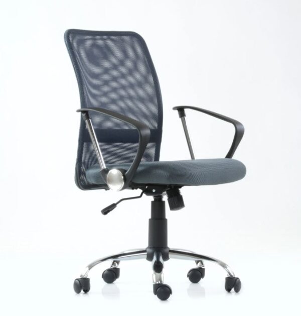 EAMES, кресло рабочее, K-147, серая ткань и сетка, М