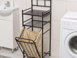 НИКА, стеллаж с корзиной для белья 2-х ярусный, чёрный