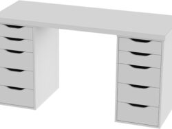 ИНГАР, стол письменный с 2 тумбами, 140х55см, белый, М3