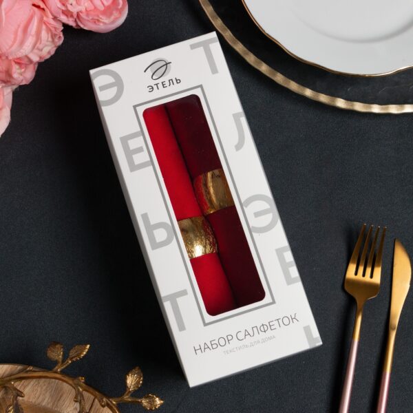 "Red pleasure", набор салфеток с декорат. кольцами, 40х40 см - 2 шт, 100% хл, саржа 190гр/м2