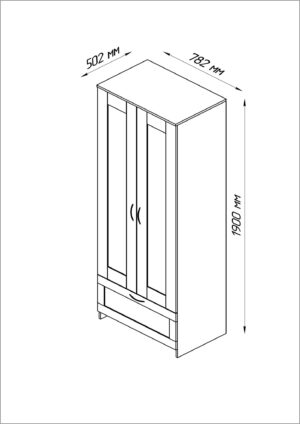 СИРИУС, шкаф платяной 2-дверный, 1 ящик, венге, 78х190см, М3