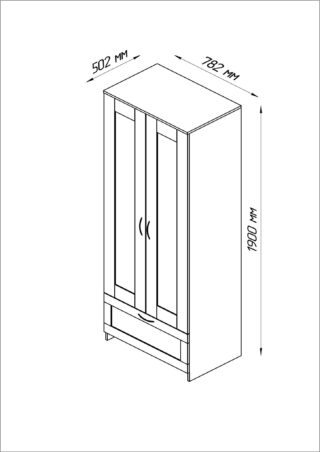 СИРИУС, шкаф платяной 2-дверный, 1 ящик, венге, 78х190см, М3