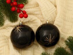 ВИНТЕР "Яркая звезда", набор шаров пластик d-8 см, 2 шт, чёрный