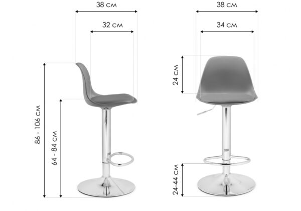 Eames Soft, барный стул, 64-84см, хром/белый