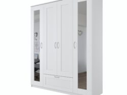 СИРИУС, шкаф платяной 4-дверный, 1 ящик, 2 зеркала, 156х190 см, белый, М4