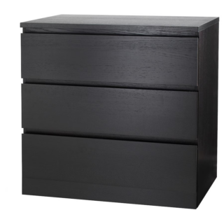 ВАРМА, комод, 3 ящика, 80х78 см, натуральный шпон, черный