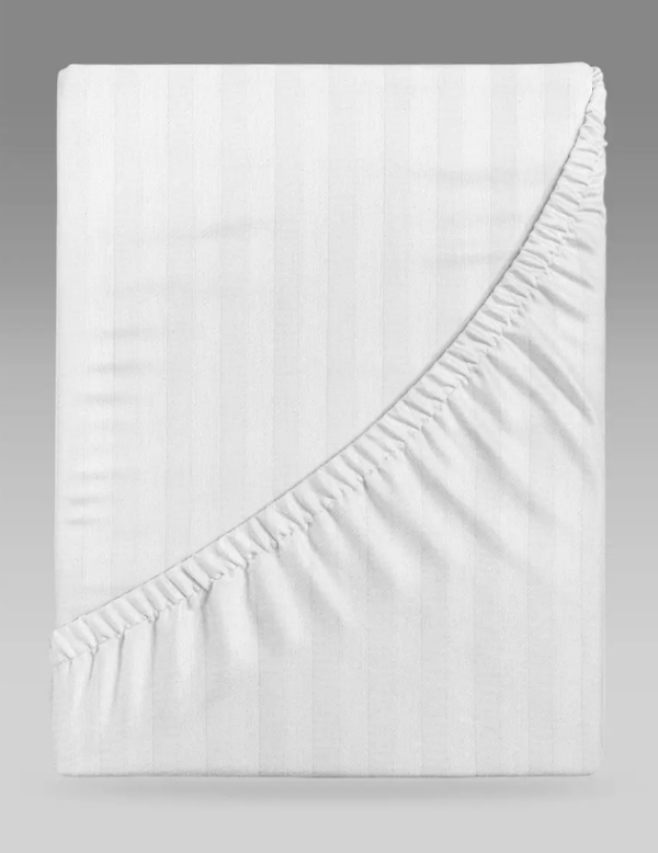 "Verossa Stripe", простыня на резинке, 140x200 см, хлопок, страйп, White