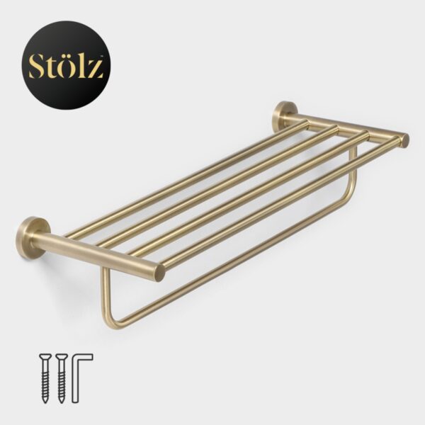 Stolz Loft basic, полка для ванной, с держателем для полотенец, бронзовый
