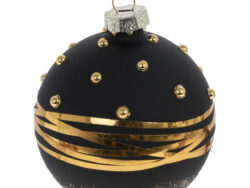 ВИНТЕР Украшение новогоднее "Шар", с бисером, черный/золотой, 8см