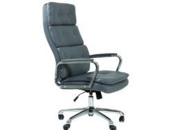 ОФИС K-424, кресло рабочее/для руководителя, серая кожа, газлифт