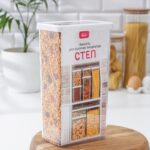 СТЕП, контейнер для сыпучих продуктов, 3,2л, 16×10×28см, белый