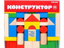 КИДС, деревянный конструктор, 65 элементов, разноцветный
