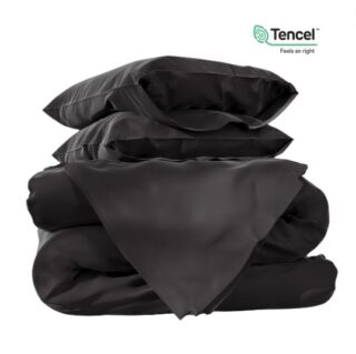 Tencel, 2 спальный комплект постельного белья из 100% тенселя, чёрный