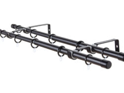 ТЕЛЕСКОП, карниз двойной, 160-300см, с заглушками и крючками, черный