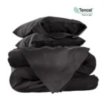 Tencel, евро комплект постельного белья из 100% тенселя, чёрный