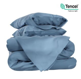 Tencel, евро комплект постельного белья из 100% тенселя, серо-голубой