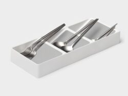 ГРИТЭН, лоток для столовых приборов, с силиконовой вставкой, 3 секции, 39х15х5 см, белый