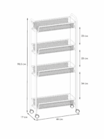 ЛАДЬЯ 14К, этажерка/тележка, 4 яруса, 44×17×98,5см, на колёсах, черный