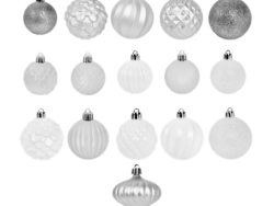 ВИНТЕР Christmas, набор новогодних шаров, 5-6 см, 25 шт, белый-серебристый