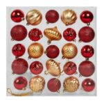 ВИНТЕР Christmas, набор новогодних шаров, 5-6 см, 25 шт, красный-золотой