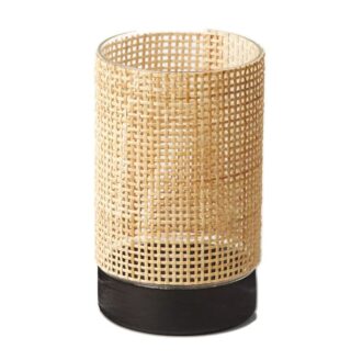 КОБО, подсвечник, стекло/ротанг, 17х10 см, бежевый