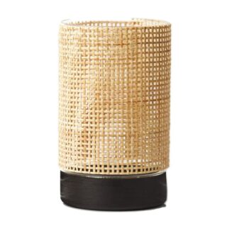 КОБО, подсвечник, стекло/ротанг, 17х10 см, бежевый