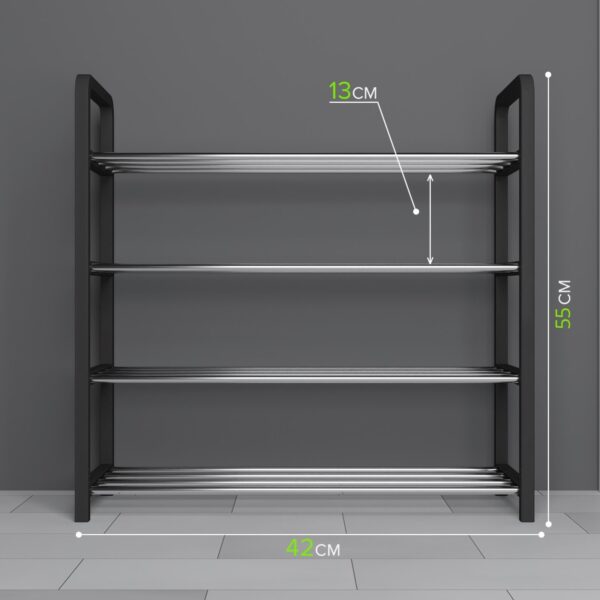 СТАНДАРТ, полка для обуви, 4 яруса, 42х19х55 см, черный