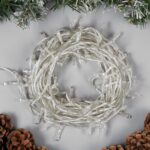 "Нить", гирлянда 20 м, IP20, прозрачная нить, 200 LED, свечение тёплое белое, 8 режимов, 220 В
