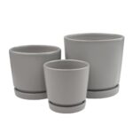 Керамический горшок "Клиф" с подставкой, 0,6л., 11х11х11 см, серый