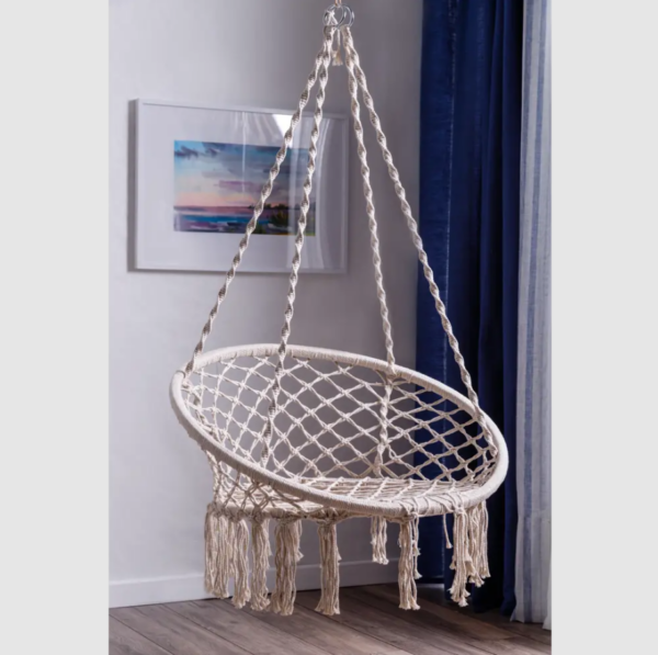 BOHO, гамак-кресло с бахромой, хлопок, без опоры, 82х131см