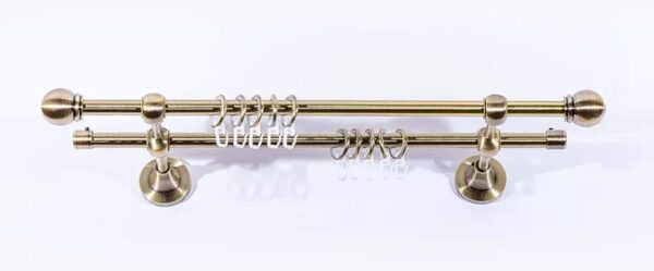 ТЕЛЕСКОП, карниз двойной, 160-300см, с наконечниками и крючками, серебристый, нерж.сталь