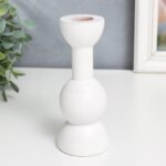 "Геометрия. Полярный", подсвечник, дерево, белый, 13,5х5,5х5,5 см