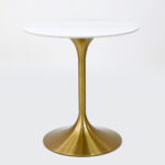 TULIP, стол круглый, 70см, белый мрамор/золотой, М2