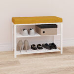 ТОРОНТО 23S, банкетка, каркас белый/сиденье горчичный, 67x30x49 см