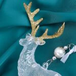 "Лось рога блеск", украшение ёлочное, 12х14,5 см, прозрачно-золотой