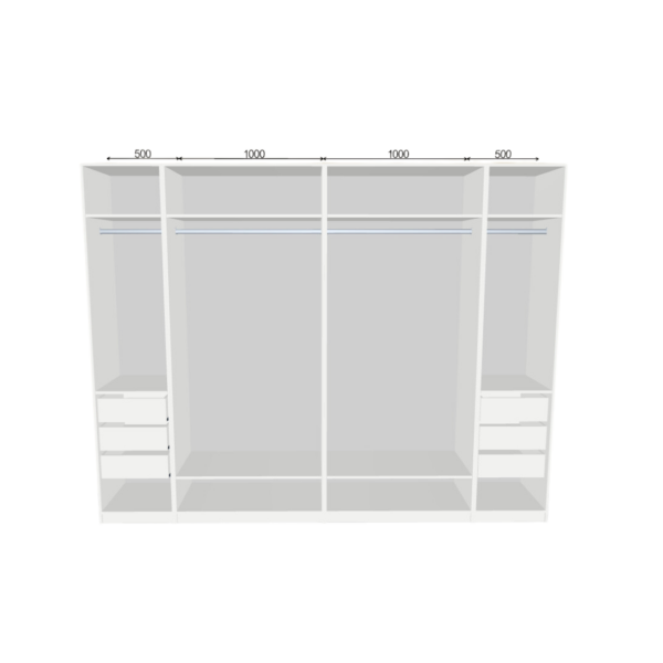 МАКС, комбинация шкафа C, фасады 4 панельные, 300х60х233см, белый