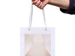 ГИФТ, пакет подарочный с окном, крафт, 20х20х20 см, белый