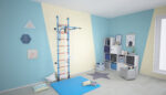 SPORT TURBO, детский спортивный комплекс, пристенный, лазурный, М